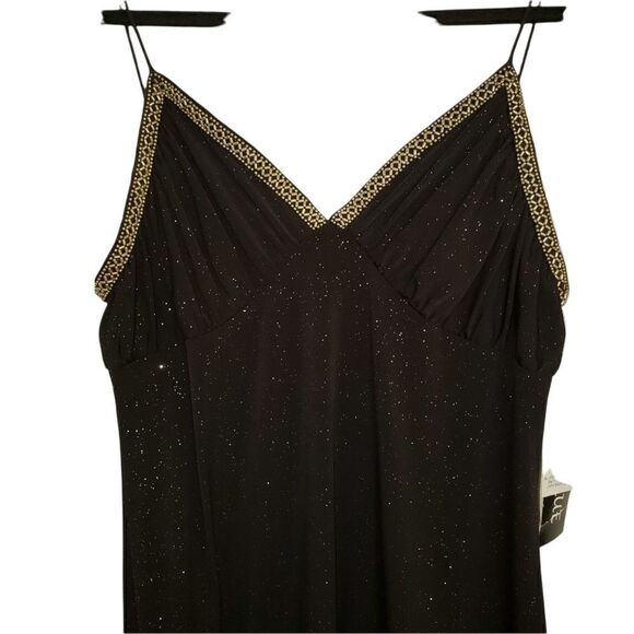 Eva Blue Juniors Black Sleeveless Gold Detail Sparkle Party Dress - Picture 2 of 9